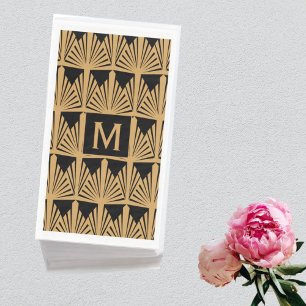 Serviette En Papier Motif Monogram Gold et Black Art Déco