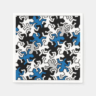 Serviette En Papier Motif Mosaic Geckos - bleu noir blanc gris