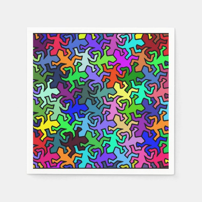 Serviette En Papier Motif Mosaic Geckos - couleur (Devant)