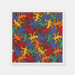 Serviette En Papier Motif Mosaic Geckos - Couleur Terre