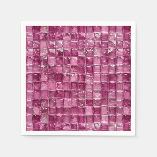 Serviette En Papier Motif mosaïque rose (Devant)
