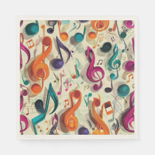 Serviette En Papier Motif Musical Coloré
