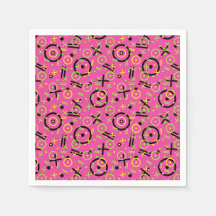 Serviette En Papier motif Neon Pink et Blue Doodle des années 80/90