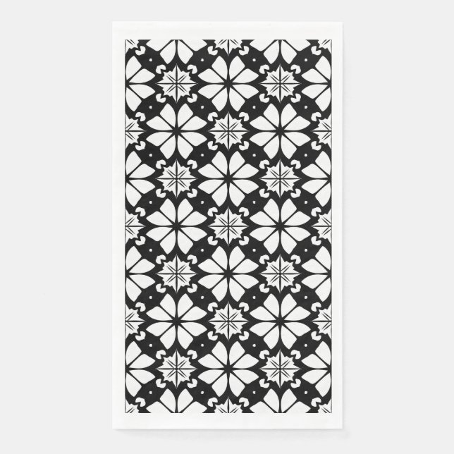Serviette En Papier Motif noir et blanc (Devant)