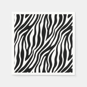 Serviette En Papier Motif noir et blanc de rayures d'impression de
