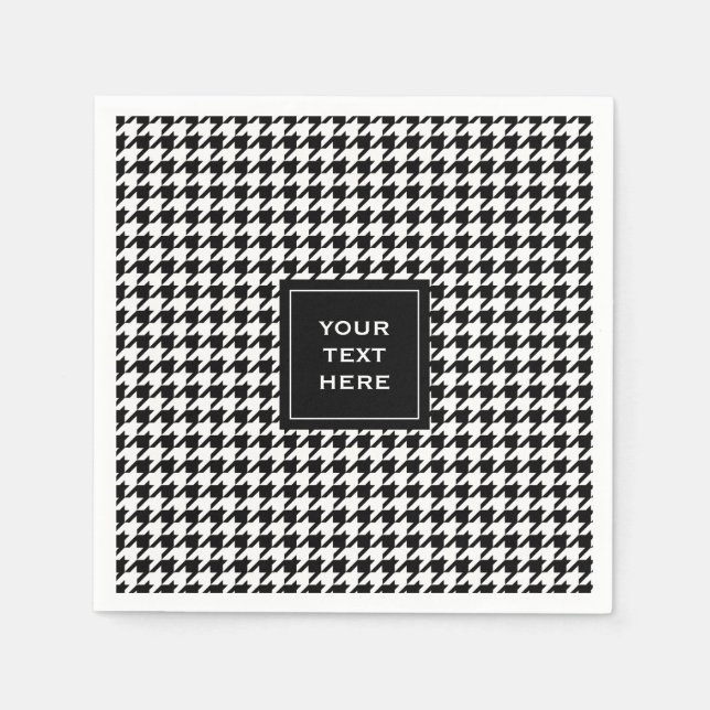 Serviette En Papier Motif noir et blanc Houndstooth (Devant)
