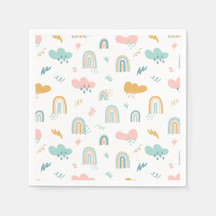 Serviette En Papier Motif nuage Rainbow et pluie amusant