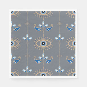 Serviette En Papier motif oculaire gris bohème rétro