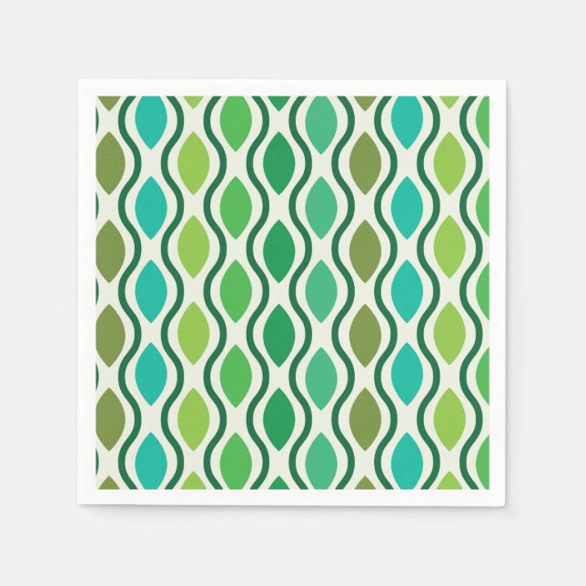 Serviette En Papier Motif ogee vert sarcelle moderne du milieu du sièc (Devant)