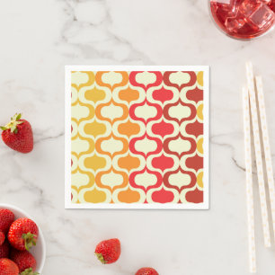 Serviette En Papier Motif Ombre Ogee en orange, mandarine et rouge