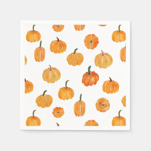 Serviette En Papier Motif orange Citrouille aquarelle