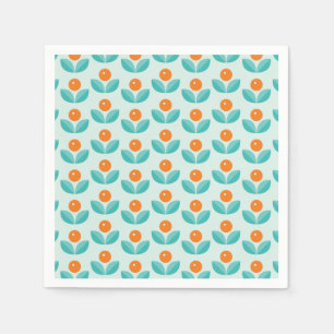 Serviette En Papier Motif orange géométrique de style scandinave