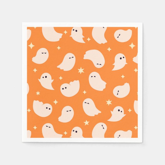 Serviette En Papier Motif Orange Ghost Doodle (Devant)