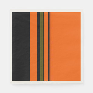 Serviette En Papier Motif orange noir vert rayé