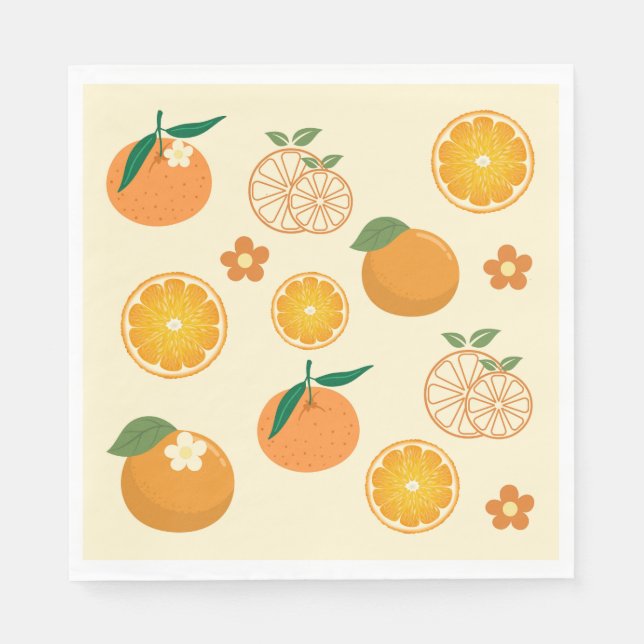 Serviette En Papier Motif Oranges (Devant)