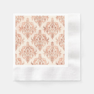 Serviette En Papier Motif ornemental à l'aquarelle damassé pêche chaud