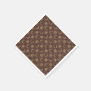 Serviette En Papier Motif ornemental de lune vintage marron