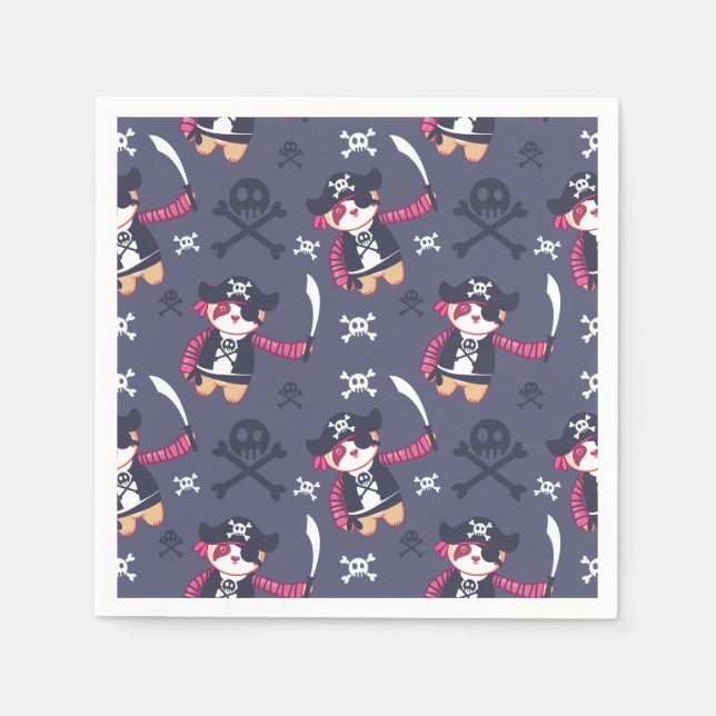 Serviette En Papier Motif ours panda pirate mignon (Devant)