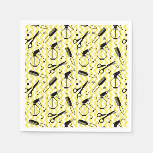 Serviette En Papier Motif Outil de coiffeur jaune