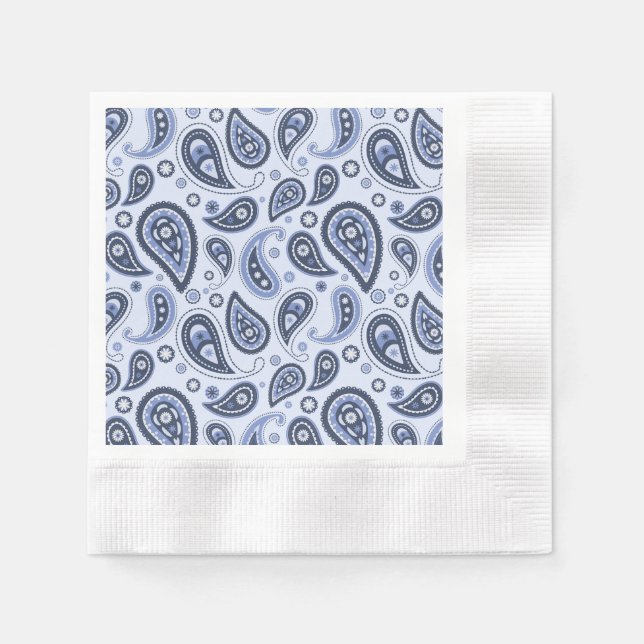 Serviette En Papier Motif Paisley Bleu (Devant)
