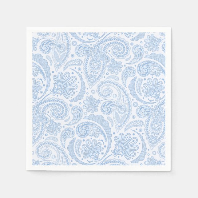 Serviette En Papier Motif paisley bleu blanc (Devant)