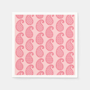 Serviette En Papier Motif Paisley, nuances de corail rose