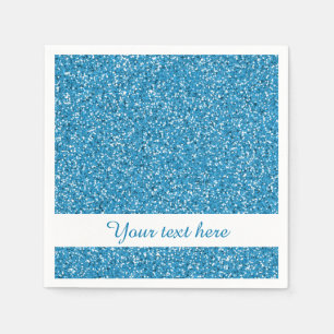 Serviette En Papier Motif Parties scintillant bleu avec texte personna