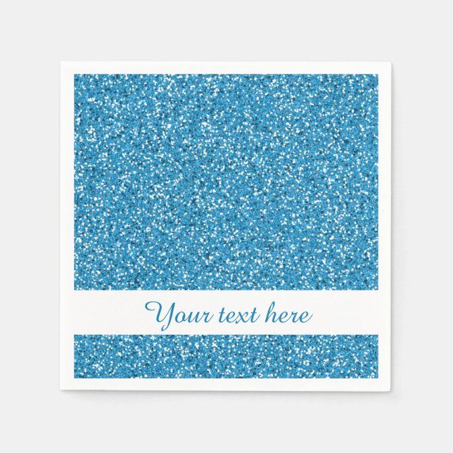Serviette En Papier Motif Parties scintillant bleu avec texte personna (Devant)