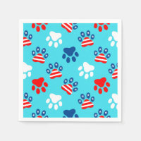 Motif Patriotique Rouge Blanc et Bleu Chien Paws