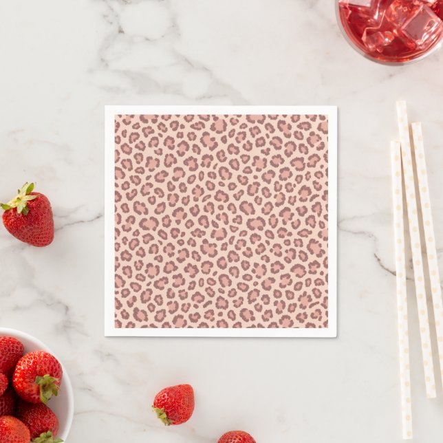 Serviette En Papier Motif Peau Léopard rose Faux Imprimer (En situation)