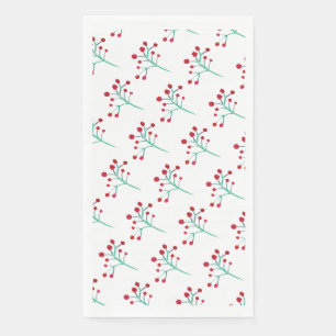 Serviette En Papier Motif peint de brindilles de baies de Noël à l'aqu