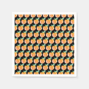 Serviette En Papier Motif peint de citrouilles à l'aquarelle orange Pa