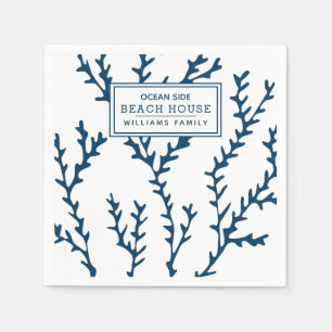 Serviette En Papier Motif personnalisé aux algues bleues - Beach House