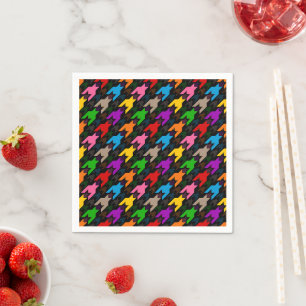 Serviette En Papier Motif pied-de-poule coloré noir 