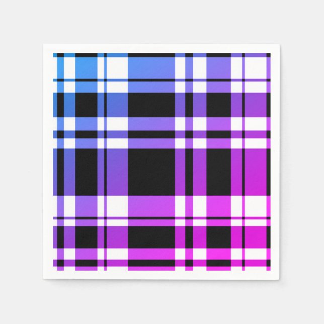 Serviette En Papier Motif plaid noir rose moderne (Devant)