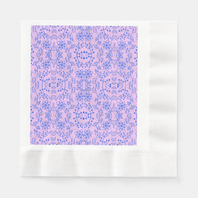 Serviette En Papier motif plante A08.b boho. lviolet BG (Devant)