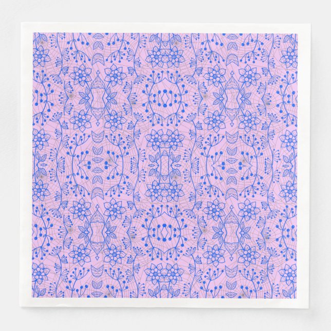 Serviette En Papier motif plante A08.b boho. lviolet BG (Devant)