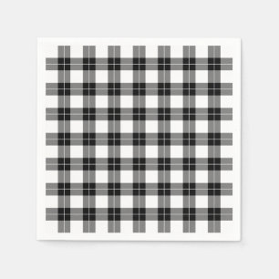 Serviette En Papier Motif plat noir et blanc classique