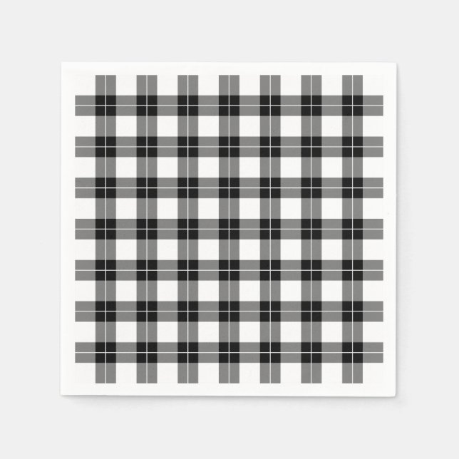 Serviette En Papier Motif plat noir et blanc classique (Devant)