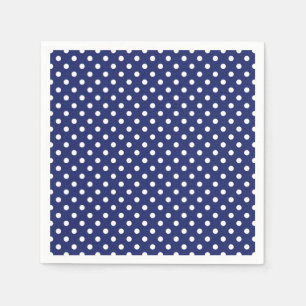Serviette En Papier Motif Pois Blanc Bleu marine
