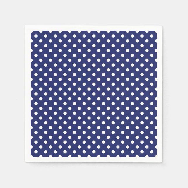 Serviette En Papier Motif Pois Blanc Bleu marine (Devant)