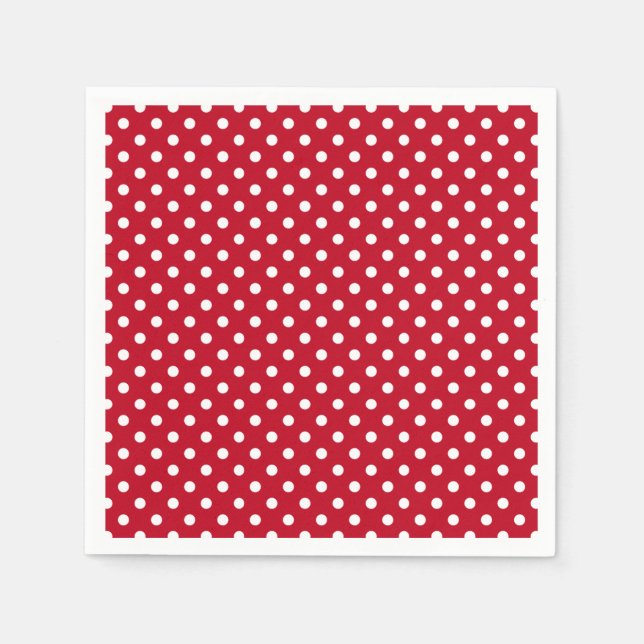 Serviette En Papier Motif Pois Blanc Rouge et blanc (Devant)