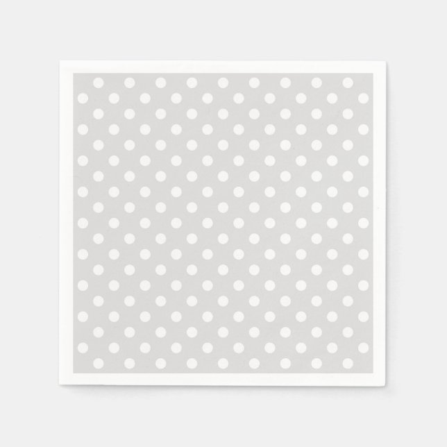 Serviette En Papier Motif pois blancs gris clair (Devant)