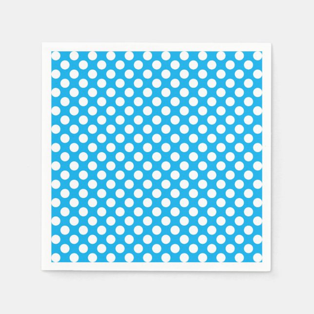 Serviette En Papier Motif pois bleu et blanc (Devant)