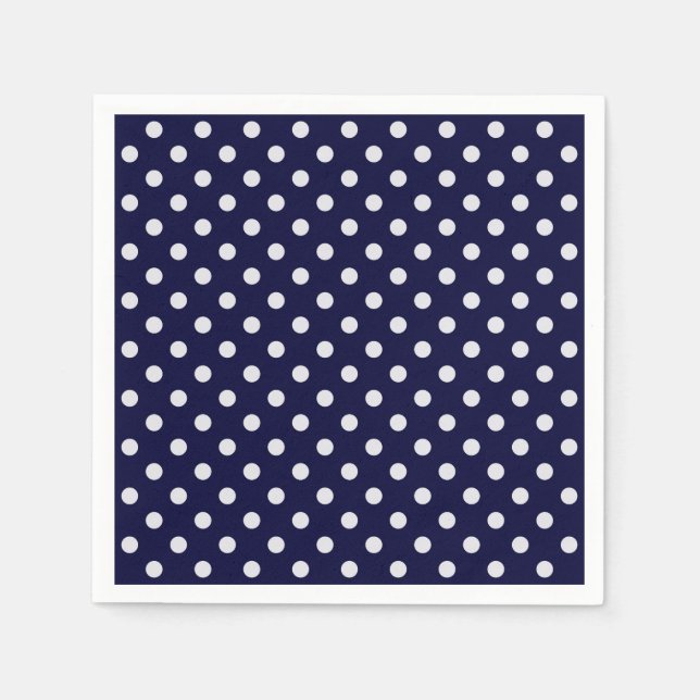 Serviette En Papier Motif Pois bleu et blanc de la Marine (Devant)