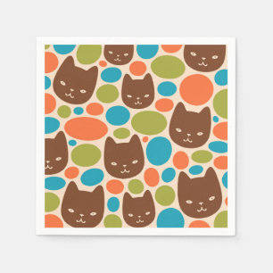 Serviette En Papier Motif Polka Dot Cats