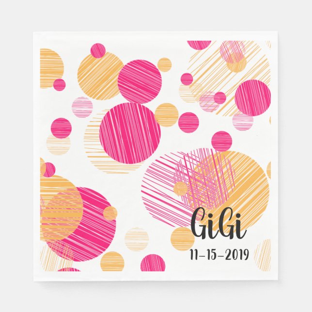 Serviette En Papier Motif Polka-Dot Whimsical personnalisé (Devant)