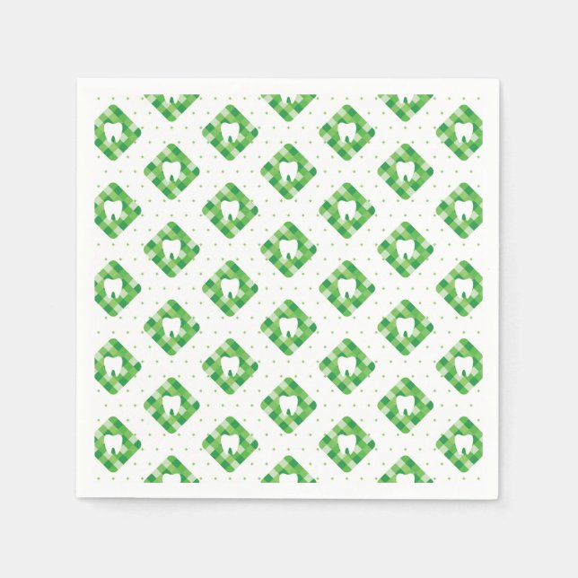 Serviette En Papier Motif pour dents vert (Devant)