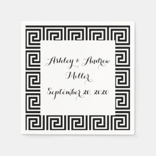 Serviette En Papier Motif principal grec noir et blanc