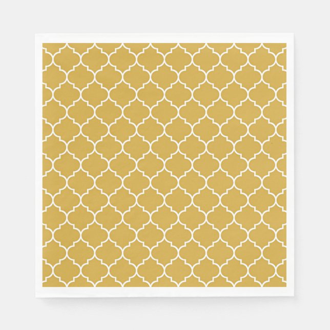Serviette En Papier Motif Quatrefoil Or (Devant)